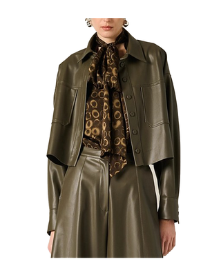 CAMICIA DONNA CROP IN ECO PELLE - VERDE MILITARE C080EU MA339 MANILA GRACE 