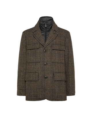 GIACCA UOMO IN PANNO " INVERN CHECK " CON PETTORINA STACCABILE - MARRONE PEU5597 494 PEUTEREY 