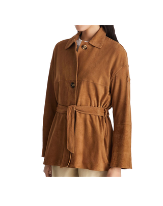 GIACCA DONNA IN PELLE SCAMOSCIATA CON CINTURA PED5563 466 PEUTEREY 