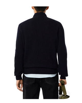 MAGLIONE UOMO IN LANA CON MEZZA ZIP - BLU AH3052 166 LACOSTE 