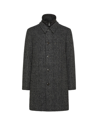 CAPPOTTO UOMO IN PANNO  CON PETTORINA STACCABILE " FIONNGHAL CHECK " - GRIGIO PEU5608 761 PEUTEREY 