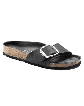 SANDALO DONNA " MADRID BIG BUCKLE " IN PELLE OLIATA NERA 1006523 BLACK BIRKENSTOCK 