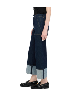 JEANS DONNA STRAIGHT CON RISVOLTO IN DENIM SCURO UF5184D4925 77000 LIU JO 