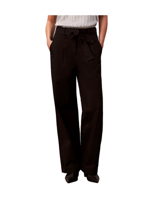 PANTALONI DONNA IN TWILL DI COTONE CON CINTURA - NERO LV044D639G UB1 CALVIN KLEIN 