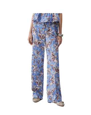 PANTALONI DONNA PALAZZO IN POPELINE FANTASIA WA6441T4853 P9502 LIU JO 