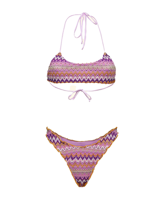 BIKINI IN TESSUTO A MAGLIA MULTICOLOR - VIOLA SW0295 MC F**K 