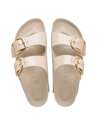 ARIZONA IN PELLE VERNICE A FIBBIA GRANDE - AVORIO 1031873-S HEX SHINE OYSTER BIRKENSTOCK 