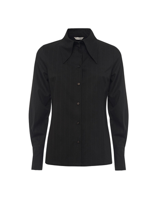 CAMICIA DONNA GESSATA CON MAXI COLLO - NERO C134PI MA001 MANILA GRACE 