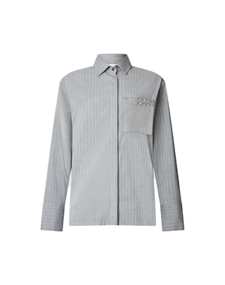 CAMICIA DONNA GESSATA CON BORCHIE SUL TASCHINO - GRIGIO WA6191T349A D3734 LIU JO 