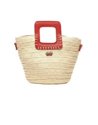 MINI BORSA IN PAGLIA BEIGE CON INSERTI ROSSI SW0025 BG F**K 