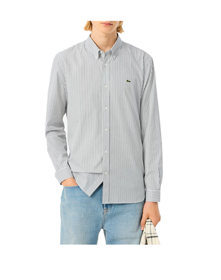 CAMICIA REGULAR FIT A RIGHE BIANCO/VERDE CH5084 737 LACOSTE 