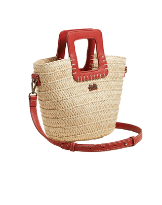 MINI BORSA IN PAGLIA BEIGE CON INSERTI ROSSI SW0025 BG F**K 