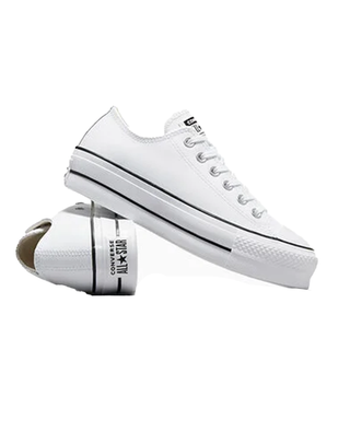 SNEAKERS DONNA " CHUCK TAYLOR PLATFORM " CLEAN LEATHER BIANCA 561680C WHITE CONVERSE 