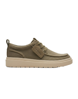 SCARPE DA UOMO IN TELA " POLDEN " - VERDE OLIVA 26186 615 CLARKS 