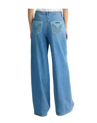 JEANS DONNA FLARE VITA ALTA CON RICAMO SU TASCA WA5445 78895 LIU JO 