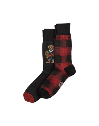 PACCO DUE PAIA CALZINI UOMO - BEAR E SCOZZESE 449P04711 001 RALPH LAUREN 