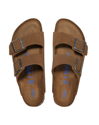 SANDALO ARIZONA IN PELLE SCAMOSCIATA CON PLANTARE MORBIDO - DARK TEA 1030865-S DARK TEA BIRKENSTOCK 