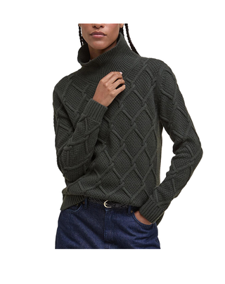 MAGLIA DONNA "BURNE" A COLLO ALTO - VERDE LKN1170 OL51 BARBOUR 