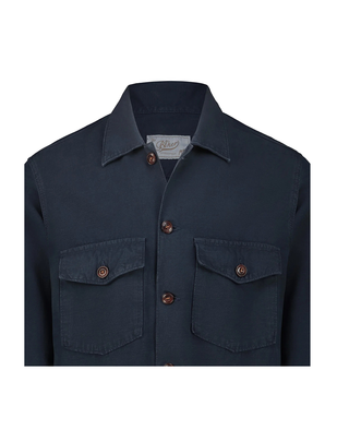 GIACCA CAMICIA " ACADIAN " IN MISTO COTONE LINO - BLU ACADIA N BL'KER 