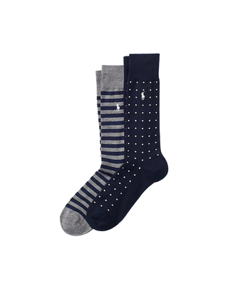 CONFEZIONE DUE CALZINI UOMO - BLU GRIGIO 449655259 002 RALPH LAUREN 