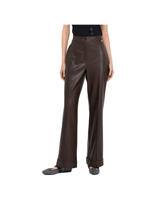 PANTALONI DONNA IN TESSUTO SPALMATO - CIOCCOLATO MF5069E0624 90915 LIU JO 