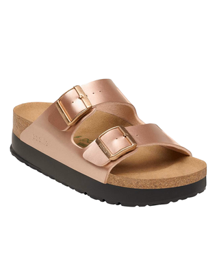 SANDALO "ARIZONA PLATFORM" IN BIRKO-FLOR CON FINITURA METALLICA 1031270-S METALLIC COPPER VEG BIRKENSTOCK 