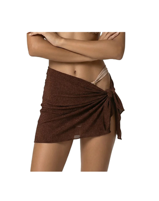 PAREO CORTO CON FILO LUREX - MARRONE SW1147 BN F**K 