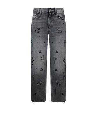 JEANS DONNA STRAIGHT CON APPLICAZIONI STRASS - DENIM GRIGIO UF5115D4854 87455 LIU JO 