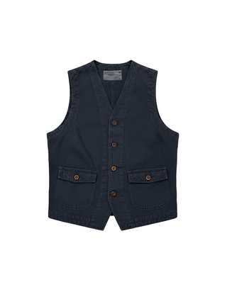 GILET UOMO " WORK VEST LINEN " - NAVY WORK VEST LINEN ST MICHEL N Chesapeake's 
