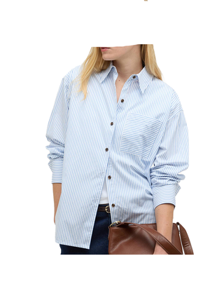 CAMICIA DONNA OVER MOTIVO A RIGHE - CELESTE LSH1740 BL27 BARBOUR 