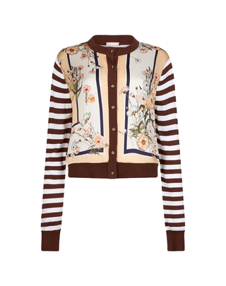 CARDIGAN IN MAGLIA CON INSERTO IN TWILL STAMPATO WA6384MS49I P9245 LIU JO 