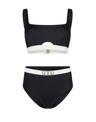 COSTUME  VITA ALTA CON TOP - BIANCO NERO VA5075J6447 09096 LIU JO 