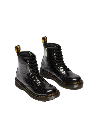 STIVALI JUNIOR " 1460 " IN PELLE LUCIDA GLITTERATA NERA 41436001 BLACK SILVER DR.MARTENS 