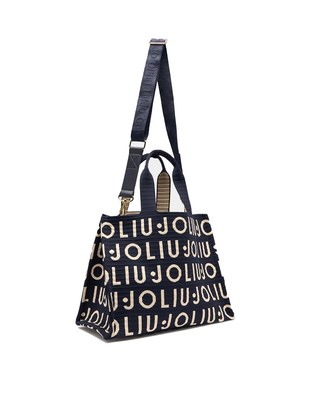 BORSA GRANDE IN MAGLIA BLU SCURO TOTAL LOGO 2A6026M0300 94111 LIU JO 