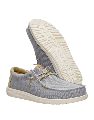 MOCASSINO IN TELA UOMO " WALLY BRAIDED"- GREY OLIVE HD.40003 1YF HEY DUDE 