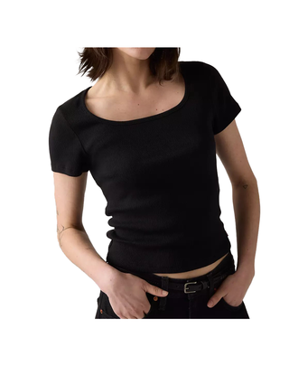 T-SHIRT DONNA " ESSENTIAL " CON SCOLLO QUADRATO - NERO 003PU-0001 ANTRACITE LEVI'S 