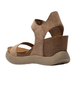 SANDALI CON VELCRO IN PELLE SCAMOSCIATA " GOGO967FLY" - TAUPE