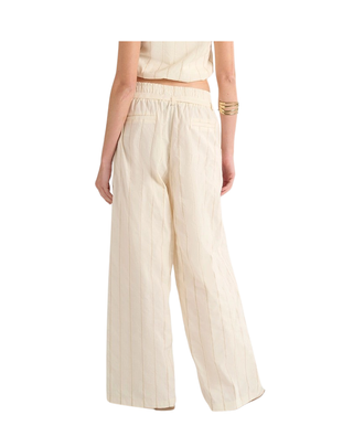 PANTALONE PALAZZO IN POPELINE RIGATO