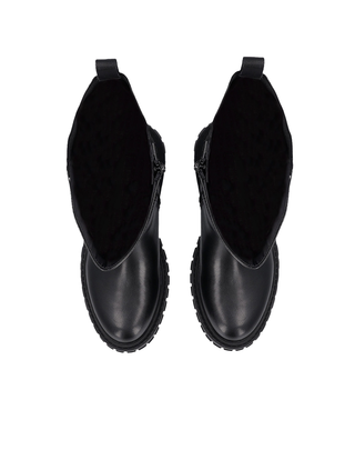 STIVALE ALTO IN PELLE CON LOGO METALLICO - NERO SF5059 22222 LIU JO SHOES 