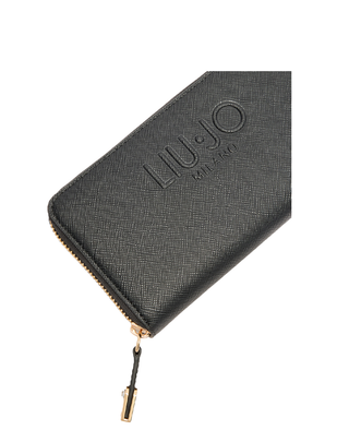 PORTAFOGLIO IN SIMIL PELLE ZIP AROUND - NERO