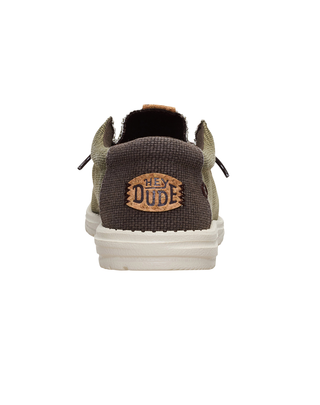 MOCASSINO IN TELA UOMO " WALLY BRAIDED"- OLIVE BROWN HD.40003 3CI HEY DUDE 
