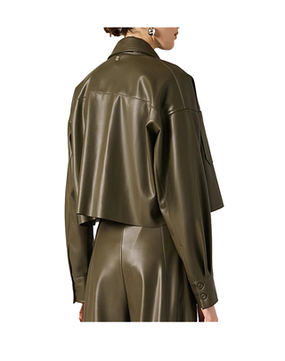 CAMICIA DONNA CROP IN ECO PELLE - VERDE MILITARE C080EU MA339 MANILA GRACE 