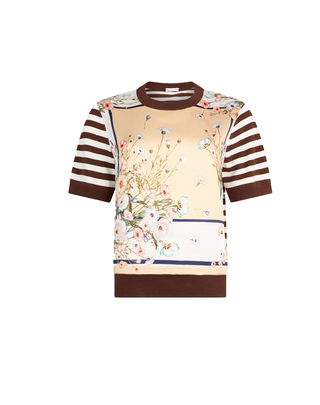 MAGLIA IN MISTO VISCOSA CON INSERTI IN TWILL STAMPATO WA6386MS49I P9245 LIU JO 