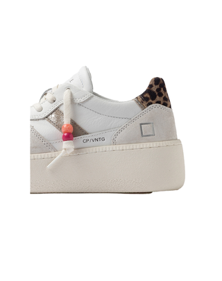 SNEAKERS DONNA COURT PLATFORM VINTAGE CALF WHITE-LEOPARD COURT PLATFORM WD D.A.T.E. 