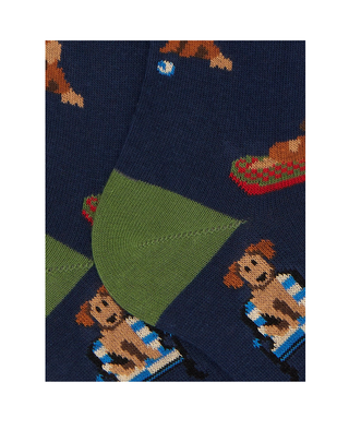 CALZA LUNGA UOMO FANTASIA CANI - BLU AP516285 13105 GALLO 