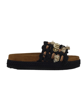 SANDALO A FASCIA CON FRANGE - NERO 451008K BLA MOU 