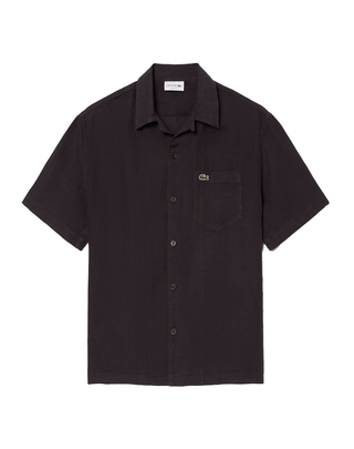CAMICIA MANICA CORTA IN LINO RELAXED FIT - MARRONE CH2339 3LA LACOSTE 