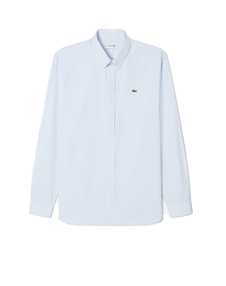 CAMICIA UOMO A RIGHE IN COTONE BIANCO AZZURRO CH5084 F6Z LACOSTE 