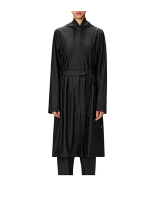 IMPERMEABILE DONNA "A-LINE LONGER JACKET" NERO RA12040 01 RAINS 