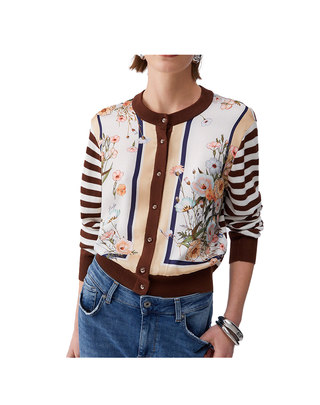CARDIGAN IN MAGLIA CON INSERTO IN TWILL STAMPATO WA6384MS49I P9245 LIU JO 